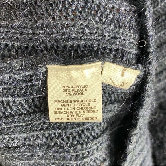 Ann Taylor LOFT Alpaca Wool V-Neck Pullover Sweater Shirt Navy‎ Blue Size Large - Picture 4 of 5